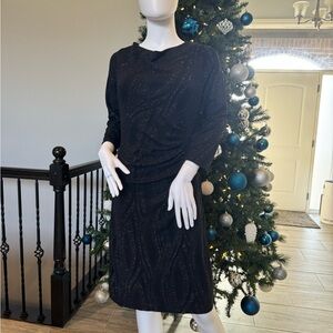 Anne Klein Black Sparkle Long Sleeve Dress